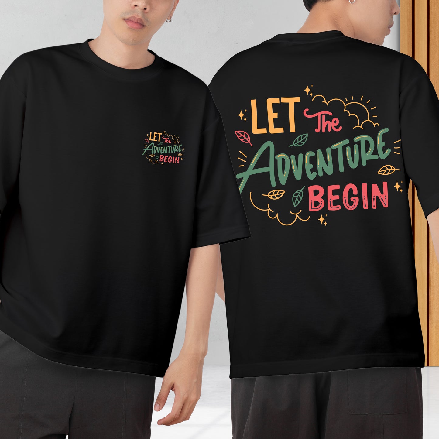 Advanture Begin Men's Cotton Graphic Print Oversized T-Shirt