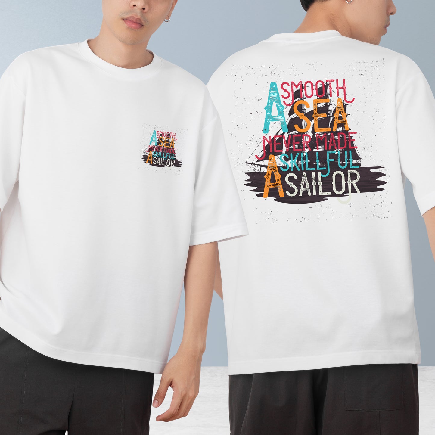 Smooth Sea Men's Cotton Graphic Print Oversized T-Shirt