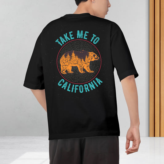 Take To Me California Men's Cotton Graphic Print Oversized T-Shirt