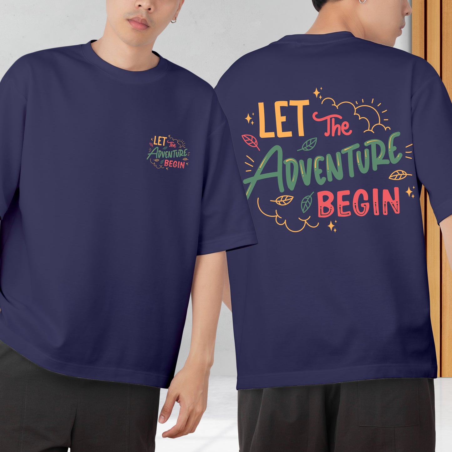 Advanture Begin Men's Cotton Graphic Print Oversized T-Shirt