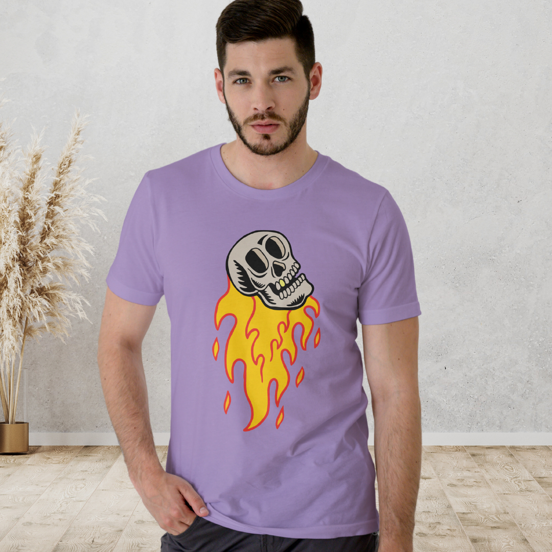 Fire Skeleton Round Neck Half Sleeve Classic Form For Men