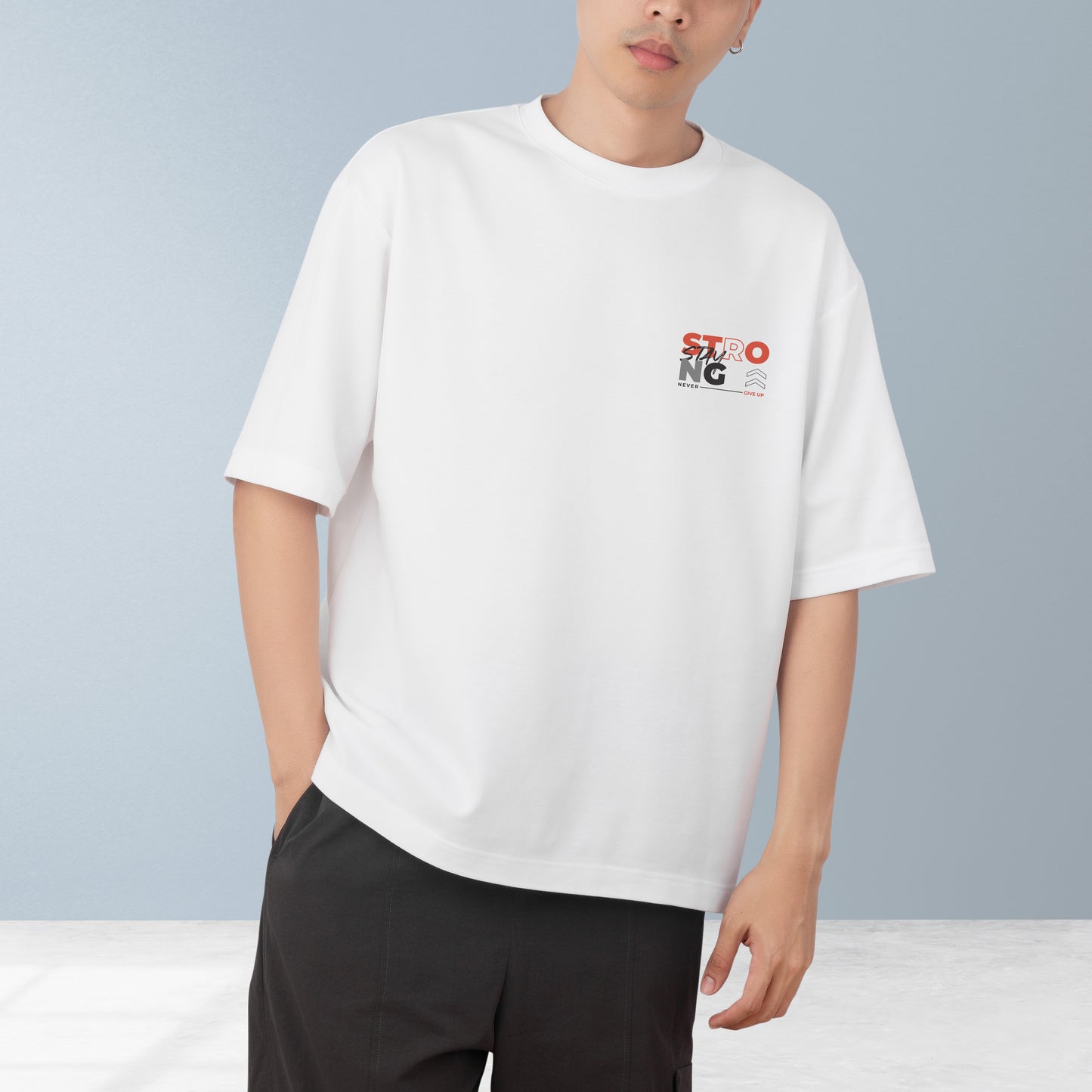 Strong Stay Men's Cotton Graphic Print Oversized T-Shirt