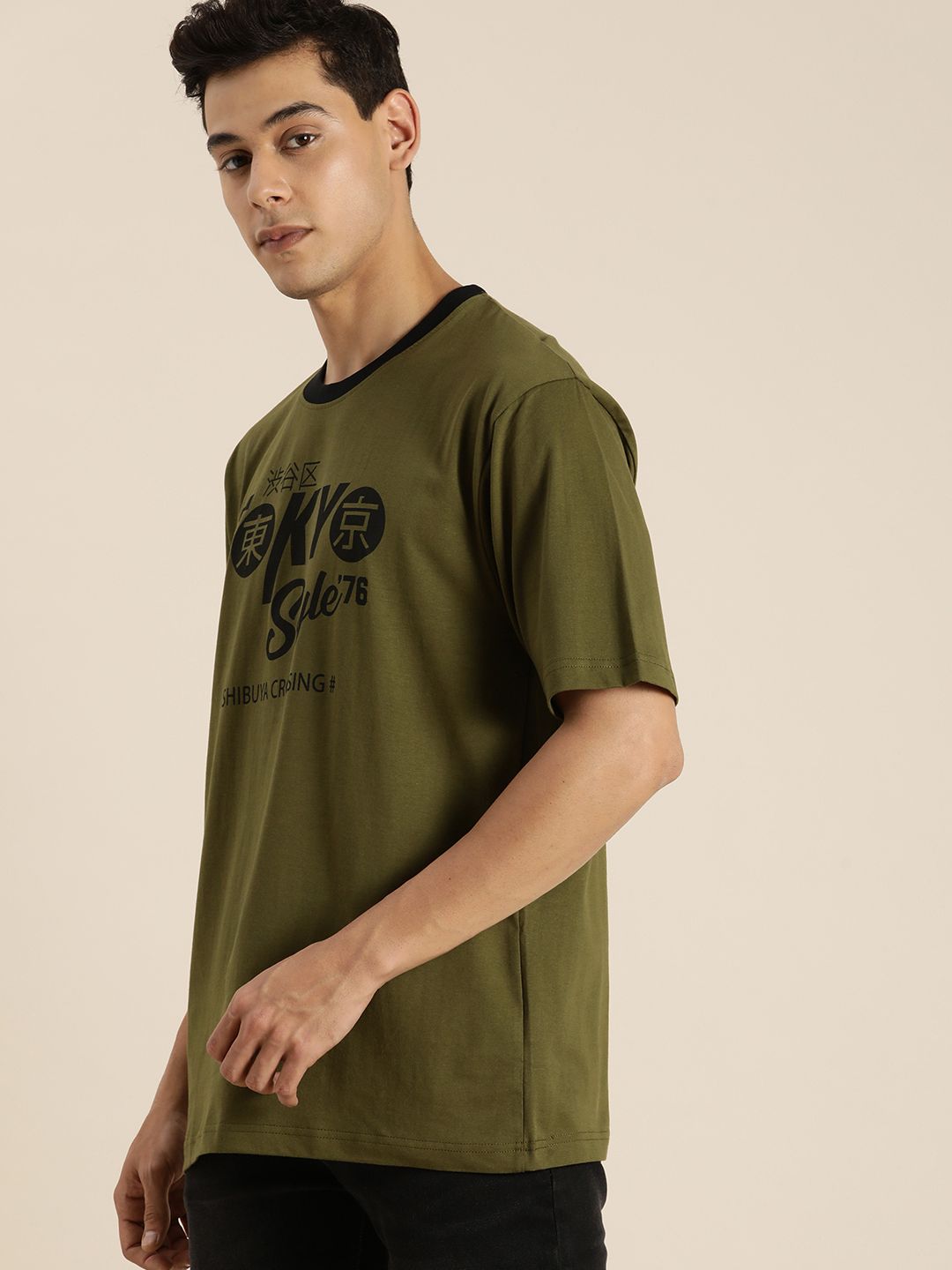 Dillinger Olive Typographic Oversized T-shirt