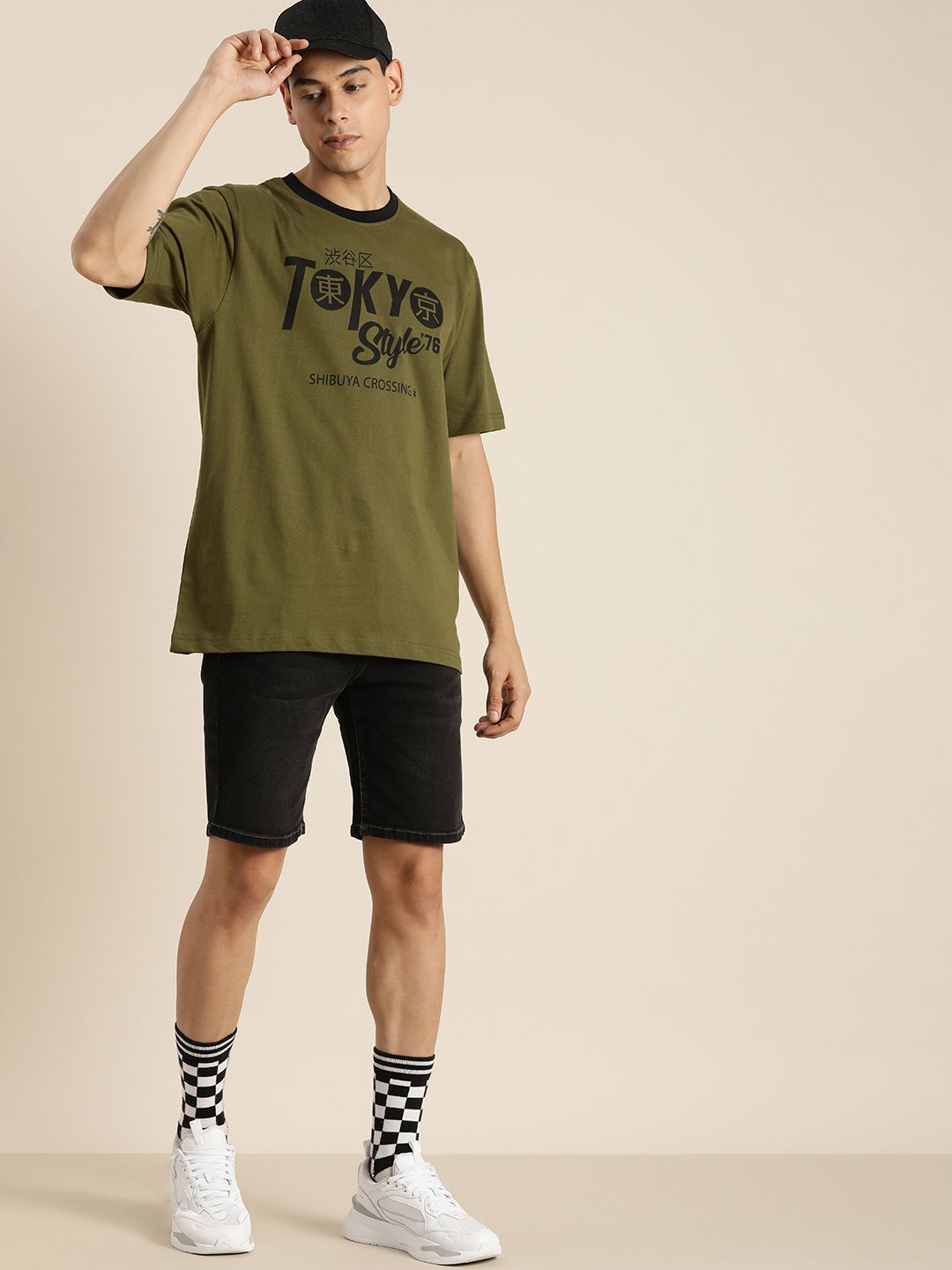 Dillinger Olive Typographic Oversized T-shirt